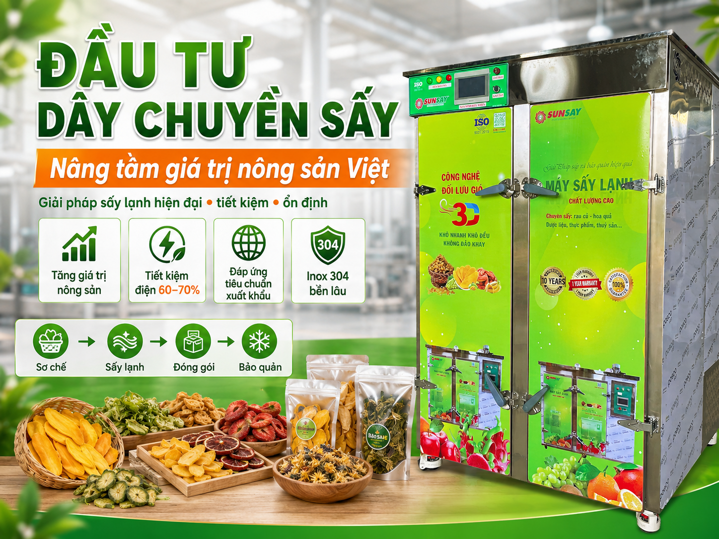Đầu tư dây chuyền sấy hiện đại là bước đi chiến lược giúp nâng cao giá trị nông sản và chủ động kiểm soát chất lượng trong toàn bộ quá trình chế biến sau thu hoạch.