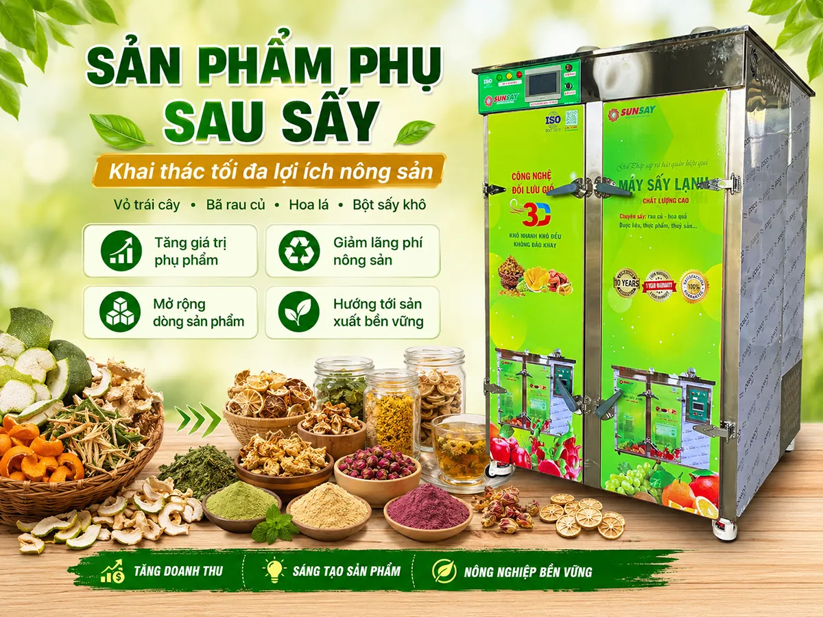 Việc tận dụng hiệu quả sản phẩm phụ sau sấy không chỉ giúp giảm lãng phí mà còn mở ra cơ hội phát triển các dòng sản phẩm có giá trị kinh tế cao từ nguồn nguyên liệu tưởng chừng vô dụng