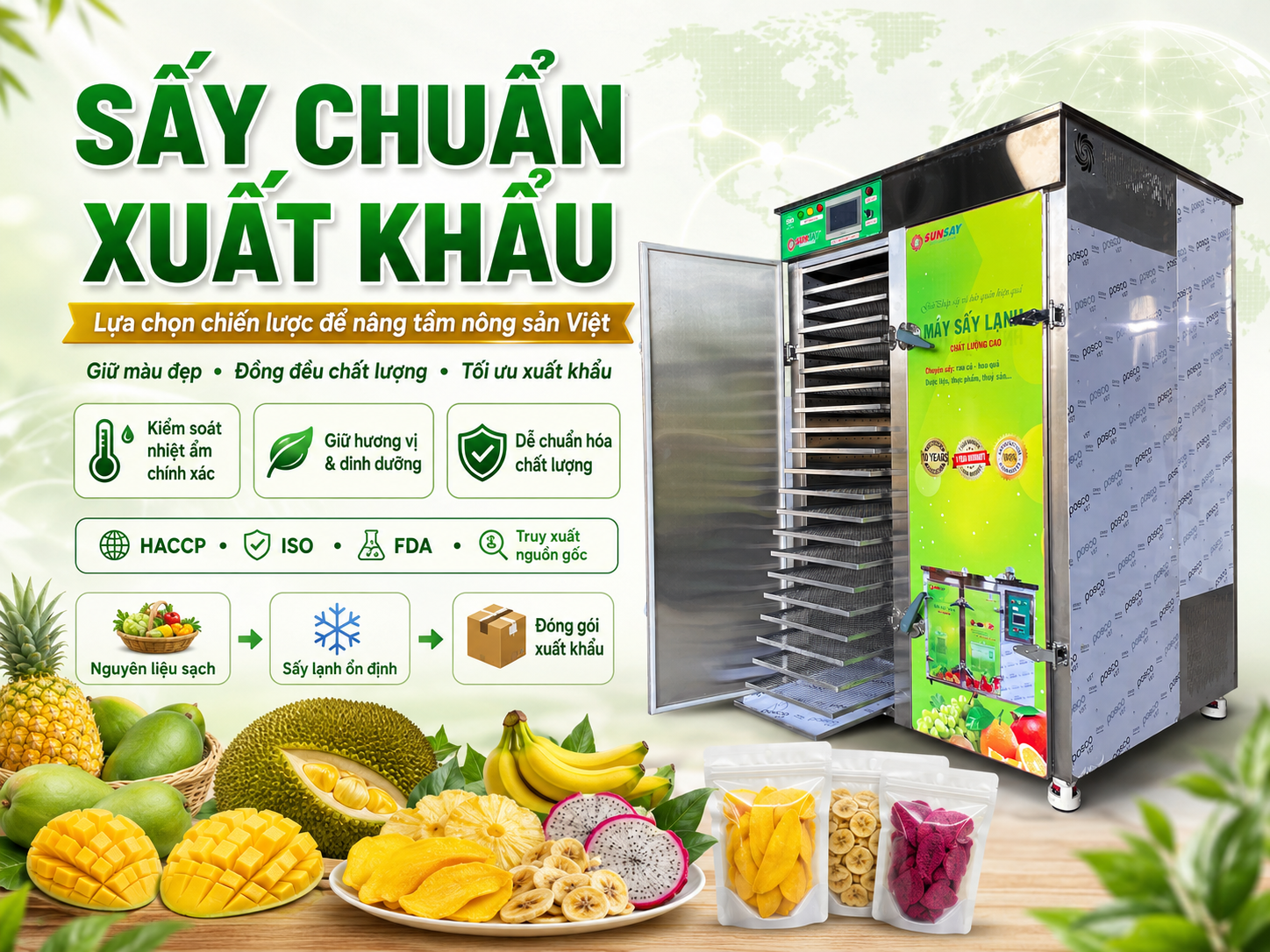 Sấy chuẩn xuất khẩu là giải pháp toàn diện giúp doanh nghiệp Việt tạo ra sản phẩm sấy đạt chất lượng quốc tế