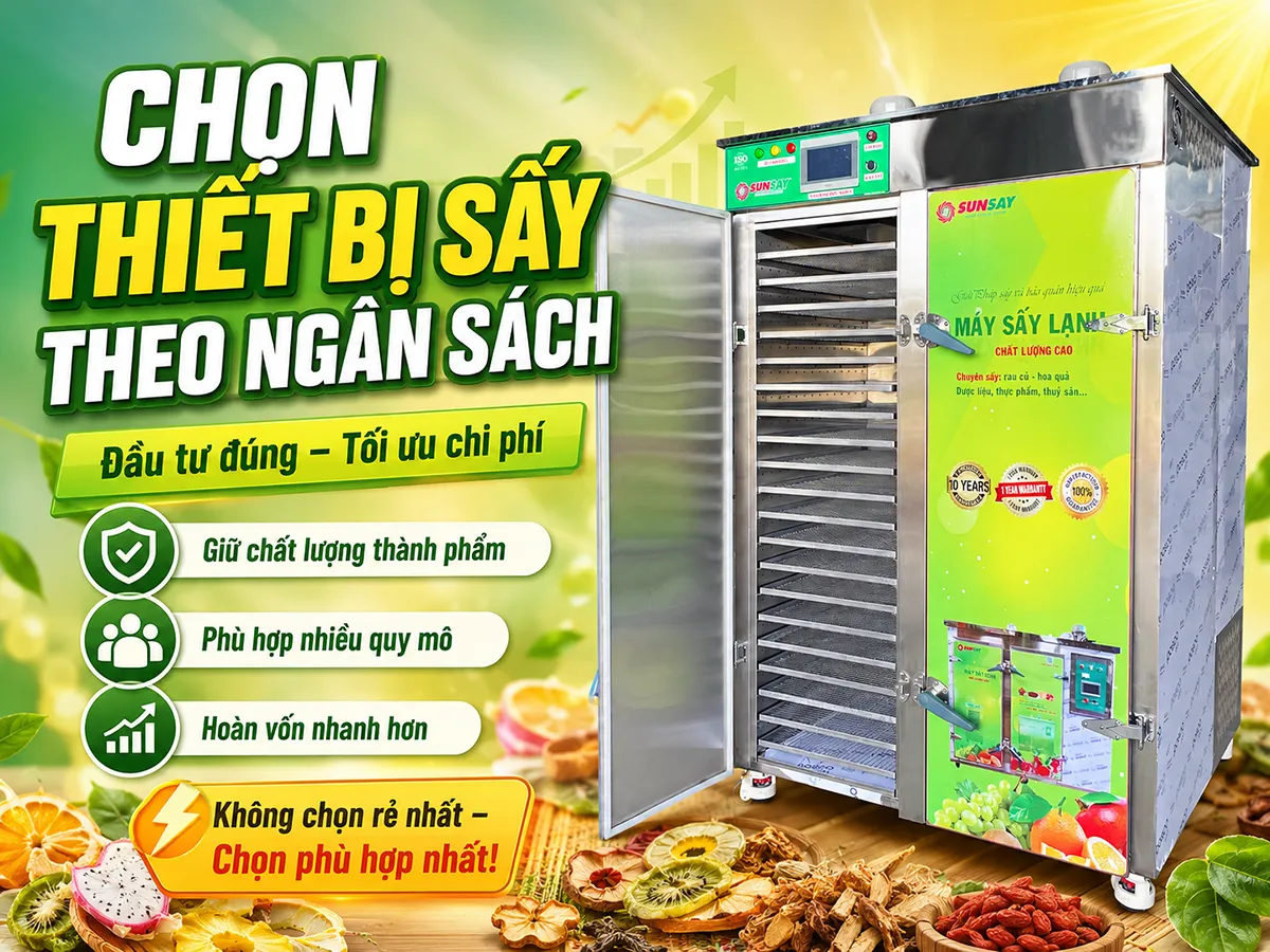 Chọn thiết bị sấy theo ngân sách không phải chọn rẻ nhất, mà là chọn phù hợp nhất với mục tiêu sản xuất.