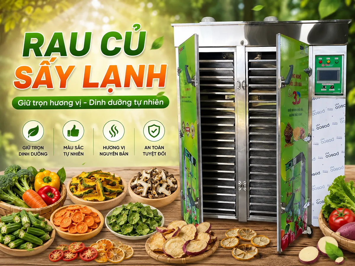 Rau củ sấy lạnh giúp giữ lại phần lớn vitamin, khoáng chất và hương vị tự nhiên của nguyên liệu sau chế biến.