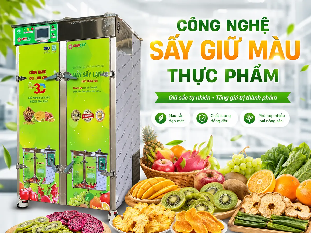 Công nghệ sấy giữ màu thực phẩm giúp hạn chế biến màu và nâng cao chất lượng cảm quan của thành phẩm.