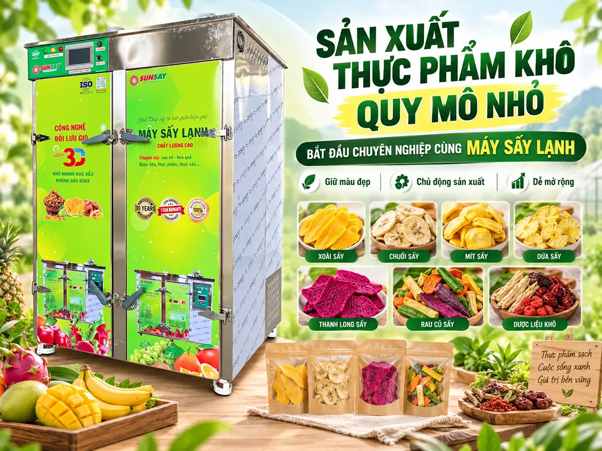 Sản xuất thực phẩm khô quy mô nhỏ sẽ dễ kiểm soát chất lượng hơn khi chủ động được công đoạn sấy.